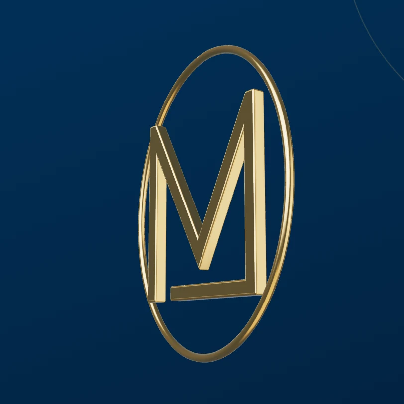 The Motivus mark - the M monogram within a gold ring